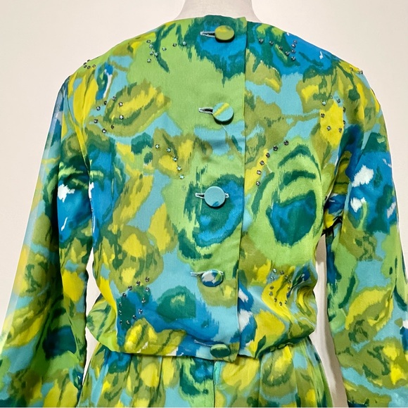 Vintage Jerry Gilden New York Chiffon Floral Dress - Picture 6 of 11